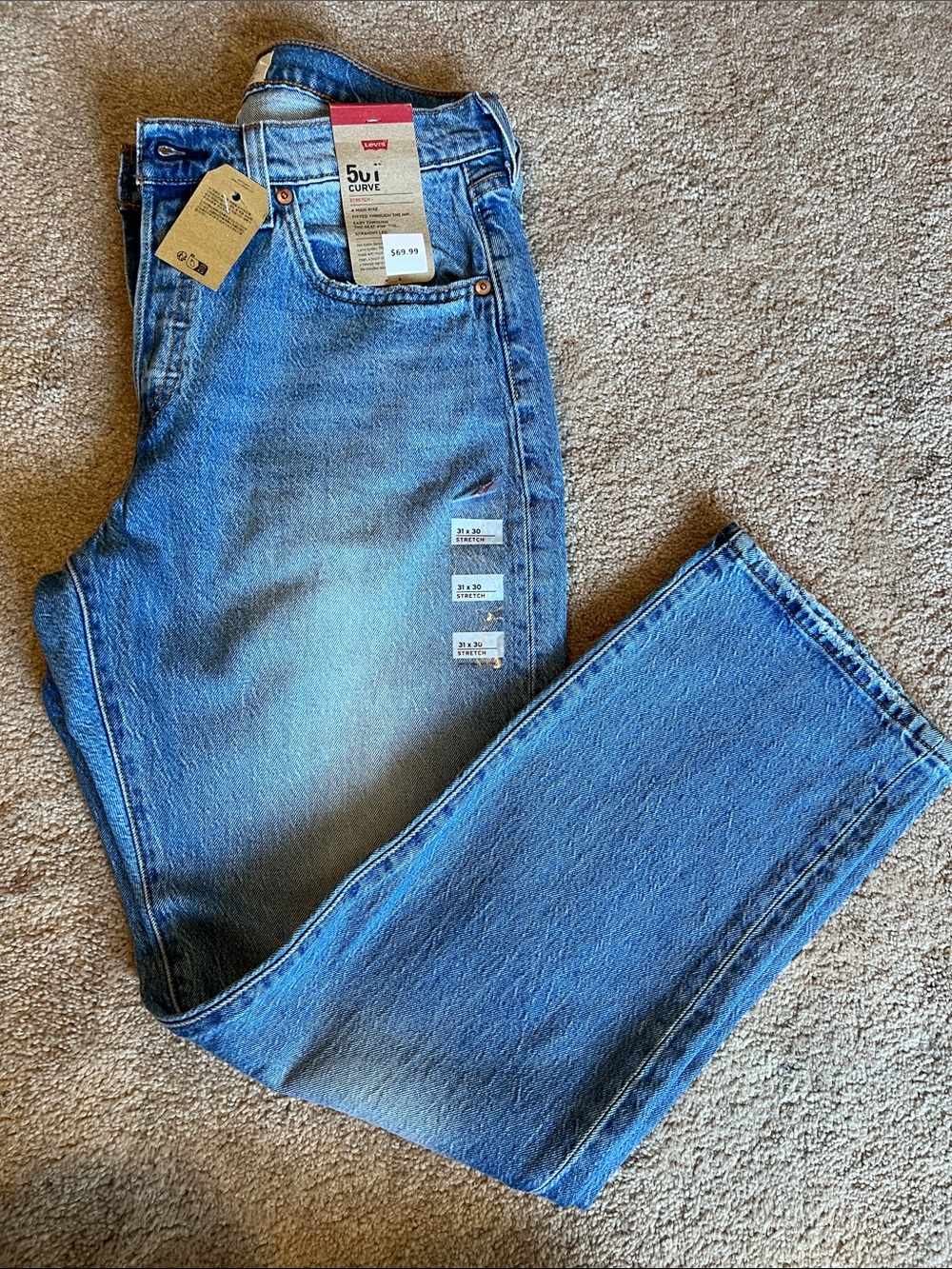 🔥 Levi's 501 Curve Straight Stretch Jeans women size 28 brand new